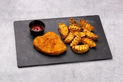 Шницель куриный с картофелем на мангале